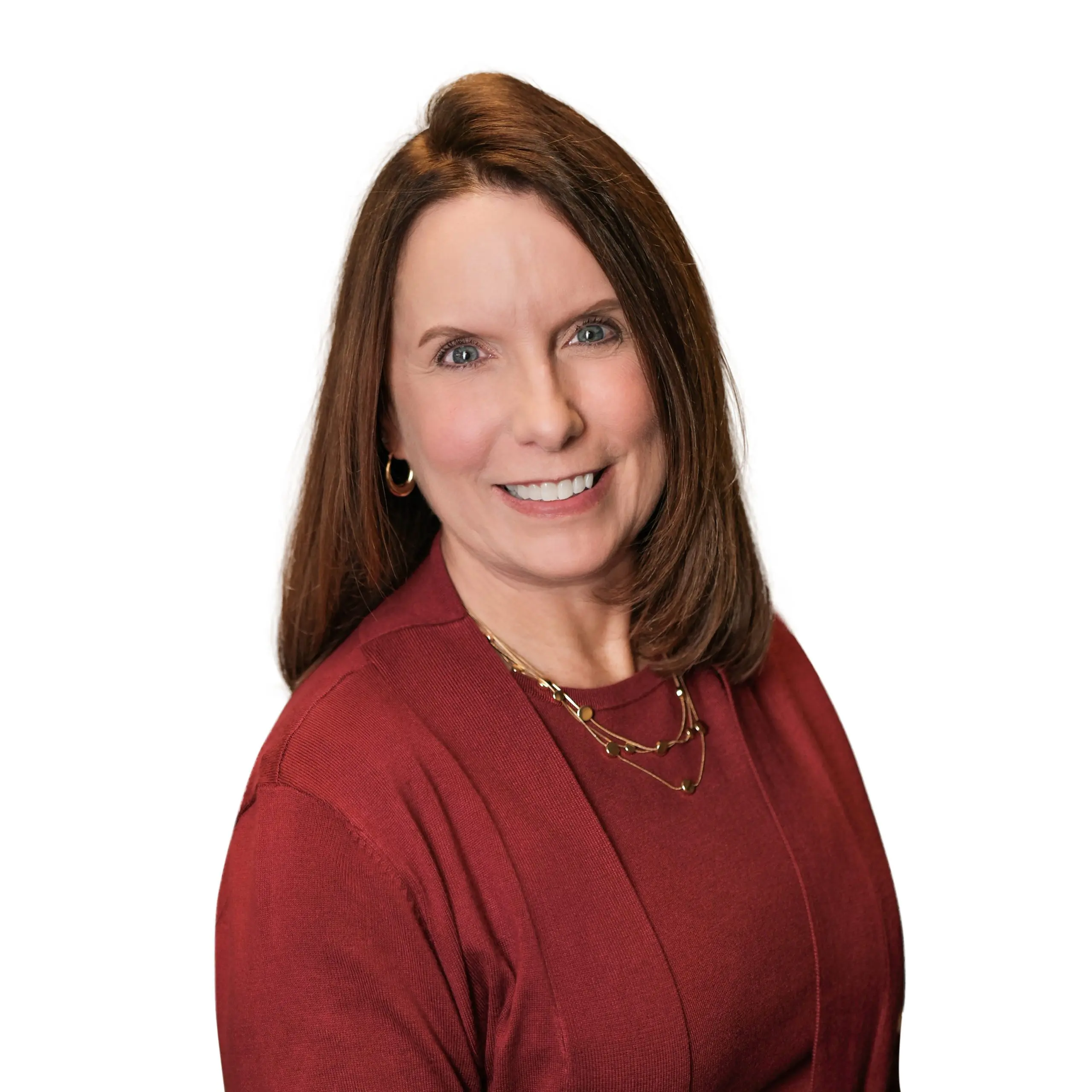 Person smiling in red shirt